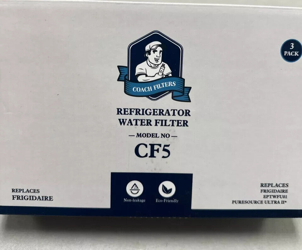 SKU2805 3-Pack Coach CF5 Refrigerator Water Filter (Frigidaire EPTWFUO1 Ultra II